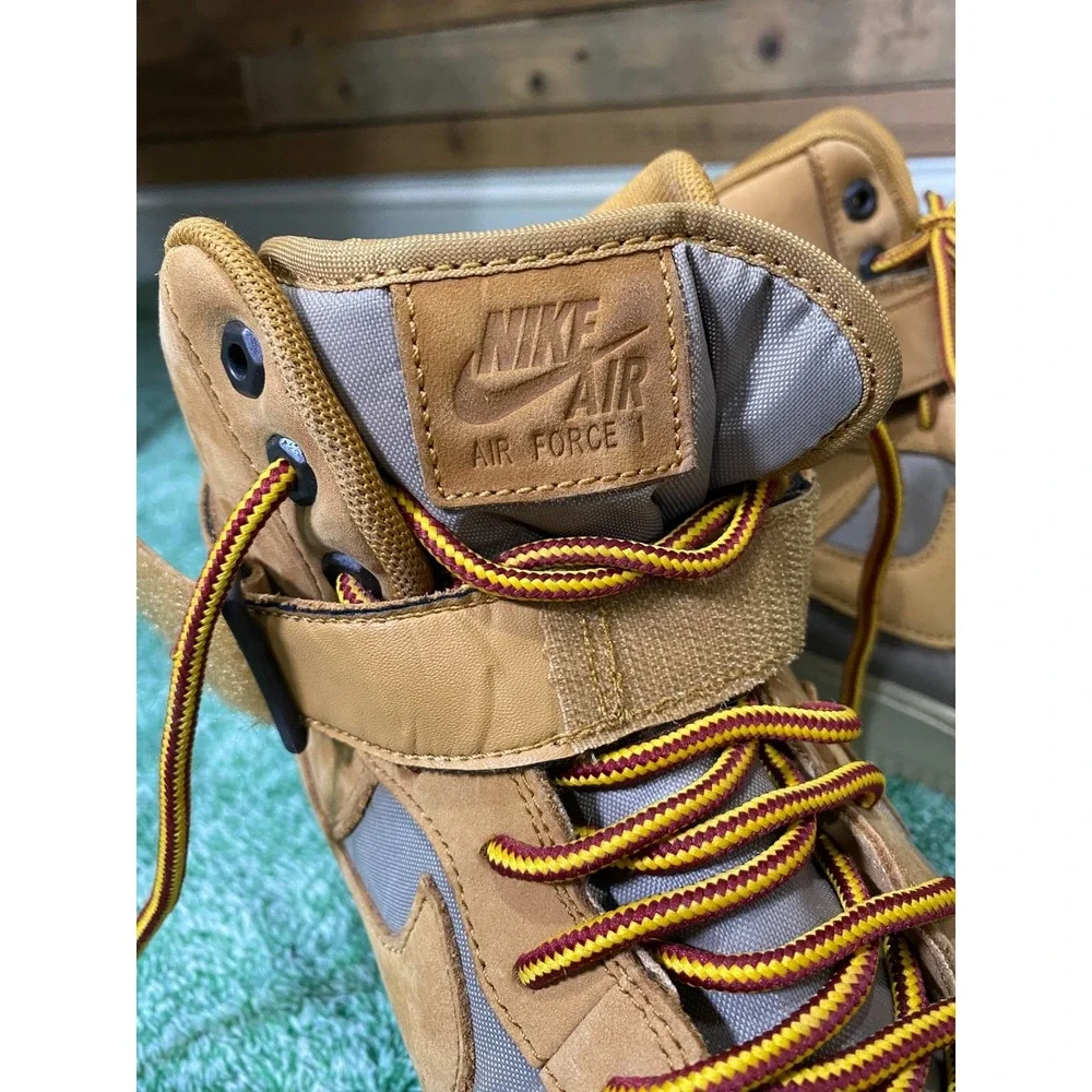 Nike‎ Air Force One Mens 12 Wheat Suede Flax Bone High Top 525317-700 (2018)
